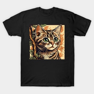 Colorful Funny Cat In The Tree - Love Cats T-Shirt